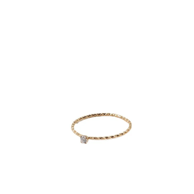 Minimalist Jewelry Stainless Steel Thin Finger Ring Gold Plated Diamond Charm Hoop Ring
