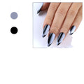 24Pcs ABS Gel Press-On Nails French Design Liner Short Almond Shape Fashionable Stick-On Nails Kit for Finger Use