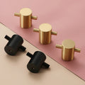 KOPPALIVE Mini Gold and Black T bar Brass Furniture Drawer Knobs Kitchen Cabinet Kids Wardrobe Knob