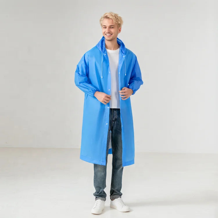 Custom Logo Emergency Raincoat Qingya PEVA Disposable Raincoat Plastic Waterproof Disposable Rain Ponchos Wholesale for Adults