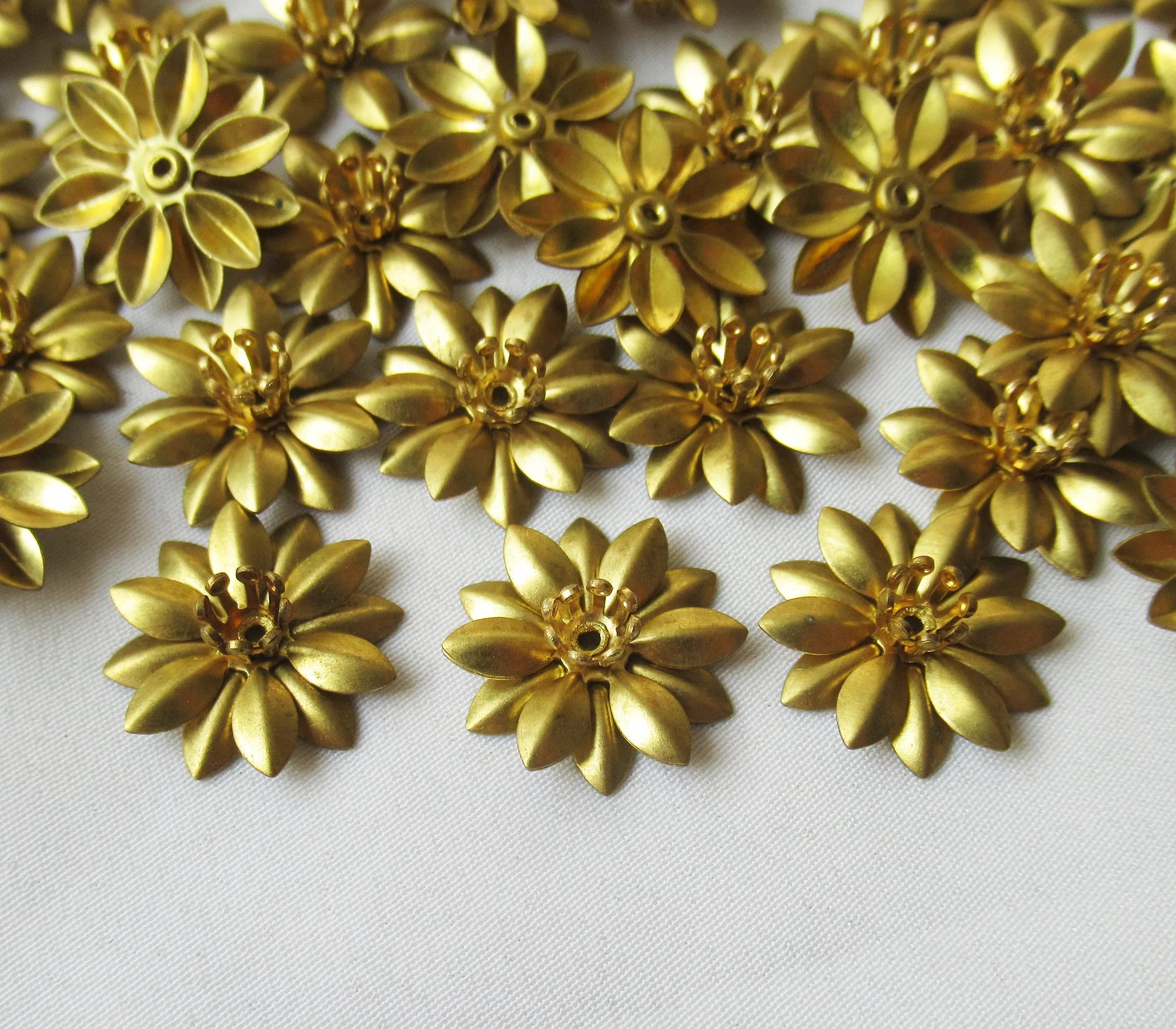 18mm Floral Jewelry Finding Assembled Brass Flower DIY Craft Supplies