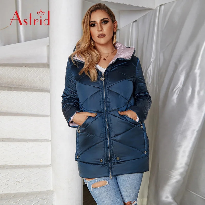Wholesale Winter Jacket Women Plus Size Ontrast Color Waterproof Fabric With Thick Cotton Clothing Warm Women Parka