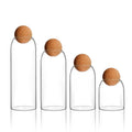 Glass Bottle Wooden Cork Ball Stopper Jar Wholesale Borosilicate Lid Glass Kitchen Food 500ml 800ml 1200ml Bamboo Food Container