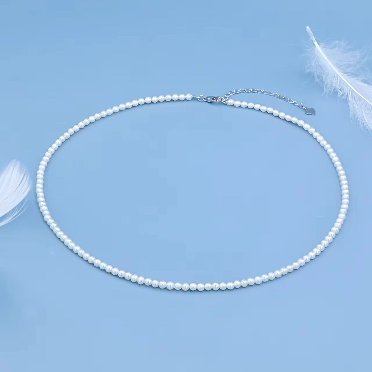 Women's 3-4mm Natural 4A Freshwater Round Millet Pearl Bead Necklace