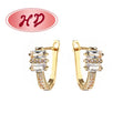 Joyeria Elegant 18K Laminated Gold Plated Brass Women'sHoop Earrings With Shimmering Cubic Zirconia