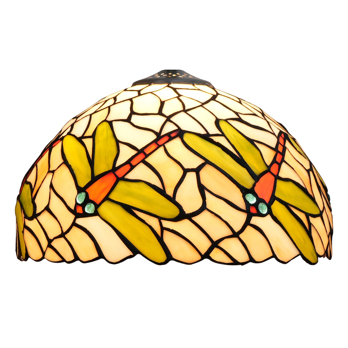 Lamp Shade Replacement 12 Inches Stained Glass Dragonfly Lampshade for Desk Light Ceiling FixtureHome Office Decoration