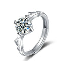 Light Luxury Women's 925 Sterling Silver Moissanite Engagement Ring Adjustable Opening Antler Style