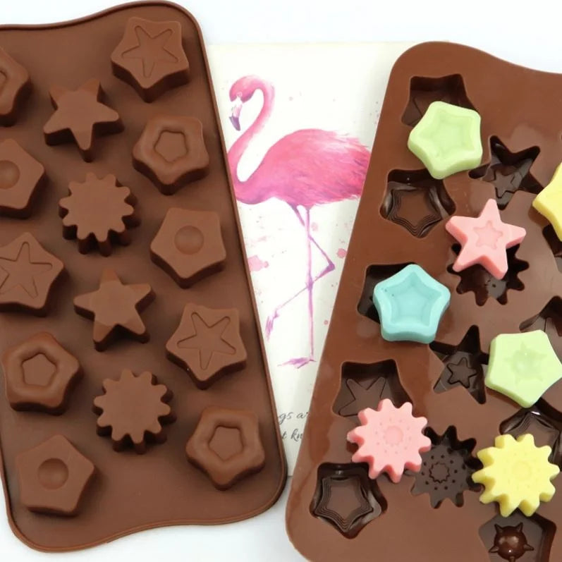 071 14 Cavity Different Design  Stars Silicone Chocolate Mold for Bakingice Tray Mold Cake Decorating