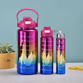 Factory Direct Price Gradient Sports Outdoor Portable 3 in 1 Electroplated Large Capacity Three-Color Plastic Bottle