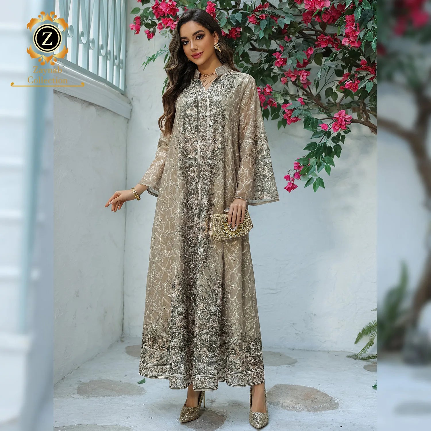 Zaynab Elegant Abaya Latest Abaya Design Manufacturers Women Velvet Beaded Jalabiya Elegant Abaya