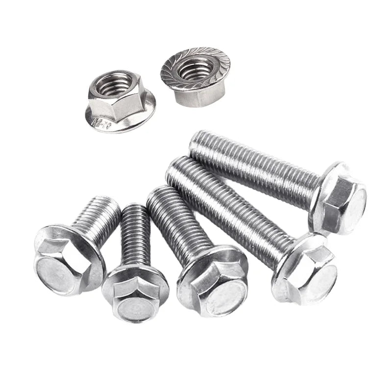 M4 M6 M7 M8 M10 M19 M2112.9 9.8 8 Hexagon Stainless Steel DIN 6921 Head Hex Flange Bolts Plain Finish with Washer