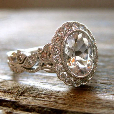 CAOSHI Manufacture Women Bride Oval Shaped Wedding CZ Rings Vintage Full CZ Diamond Sliver Color Zirconia Rings