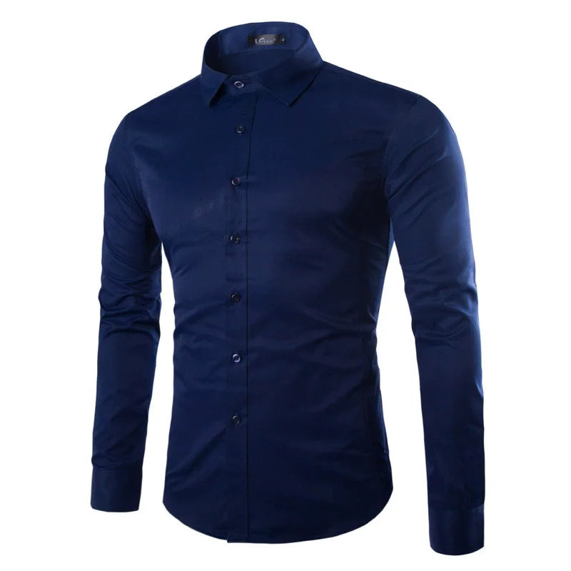 Solid Color Men's Fashionable Candy Color Shirt Men's Casual Long Sleeve Shirt for Men