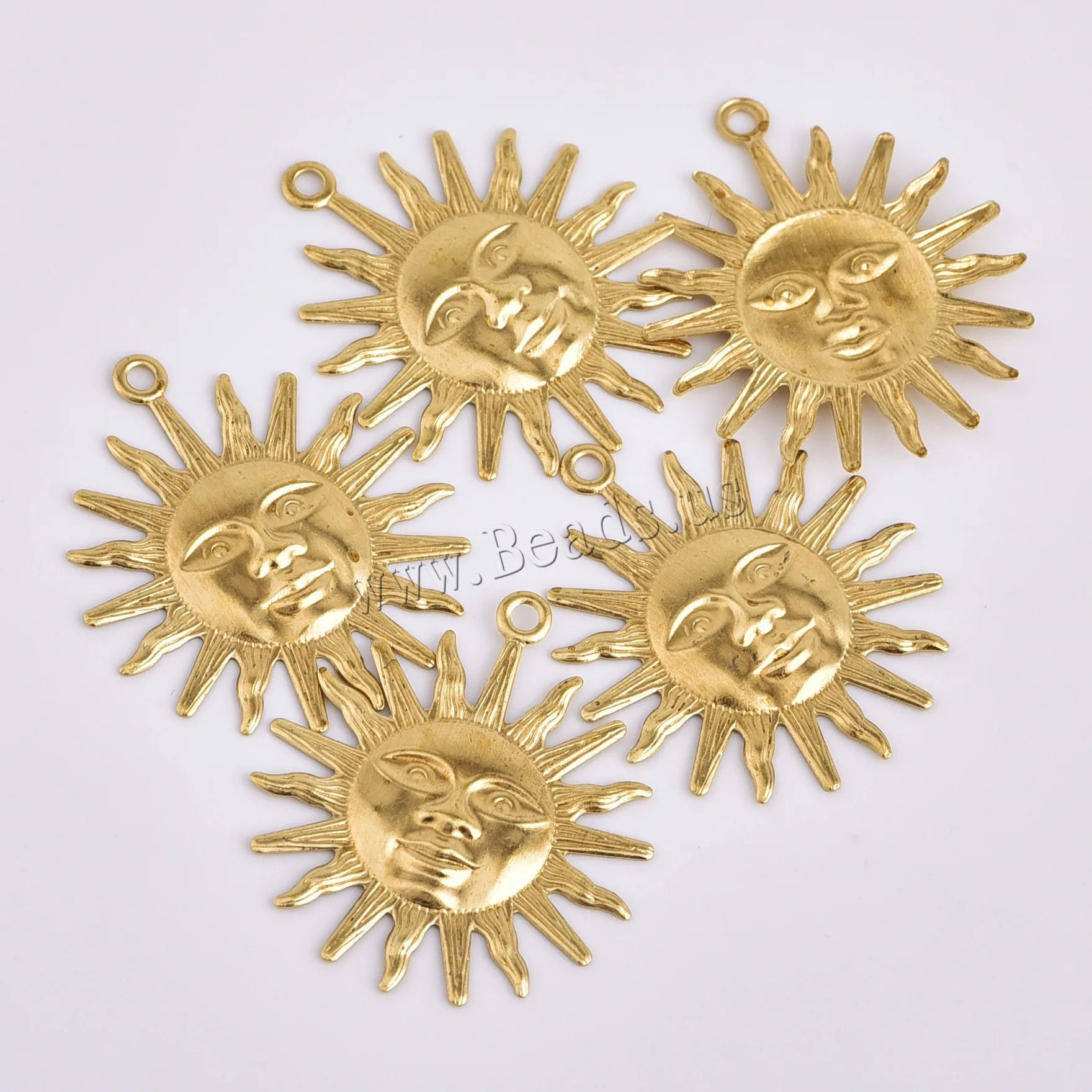 Wholesale Brass Sun Jewelry Pendants Original Color Nickel Lead & Cadmium Free 25x22mm Hole Approx 1mm 50PCs/Bag 708110