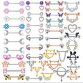2023 Nipple Rings Stainless Steel Heart Snowflake Nipple Piercing Staight Bar Barbell CZ Crystal Moon Body Piercing for Women
