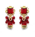 2022 Zooying Luxurious Vintage Gold Filled Resin Earring Leaf Crystal Earring Square Glass Natural Stone Earrings