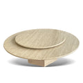 Custom Luxury Interior Room Furniture Glossy Beige Creamy White Round Marble Travertine Dining Table With Turntable
