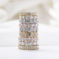 Luster Unique Wedding Eternity Band 925 Silver 14k Gold Bezel Set 3x5mm Emerald Cut Moissanite Oval Ring for Women