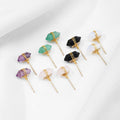 Hexagonal Dangle Drop Earrings for Mother's Day Healing Wrapped Crystal Small Point Earrings for Women Girls