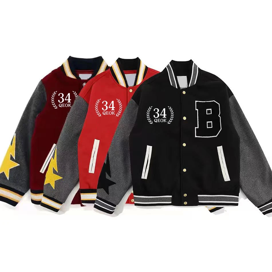 Men's Baseball Jacket Customized Bomber Fleece College Letterman Jacket StreetwearJacket