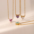 Luxury Fine 18k Gold Filled Stainless Jewelry Claw Inlay Heart  Shape Cubic Zircon Charm Necklace for Women