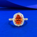 925 Sterling Silver 8*10mm Oval Fanta Orange Marquise Ring with Zircon Bezel