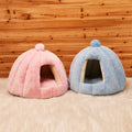 Custom Autumn Winter Pet Sleeping Bed Solid Pattern Semi-Enclosed Puppy House in Cloth Material
