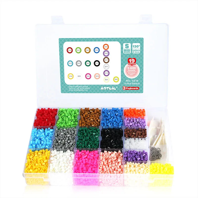 Wholesale 5mm DIY Plastic Ironing Beads Tray Fuse Fuse Beads 19 Color 9600pcs Perler Beads Box Set