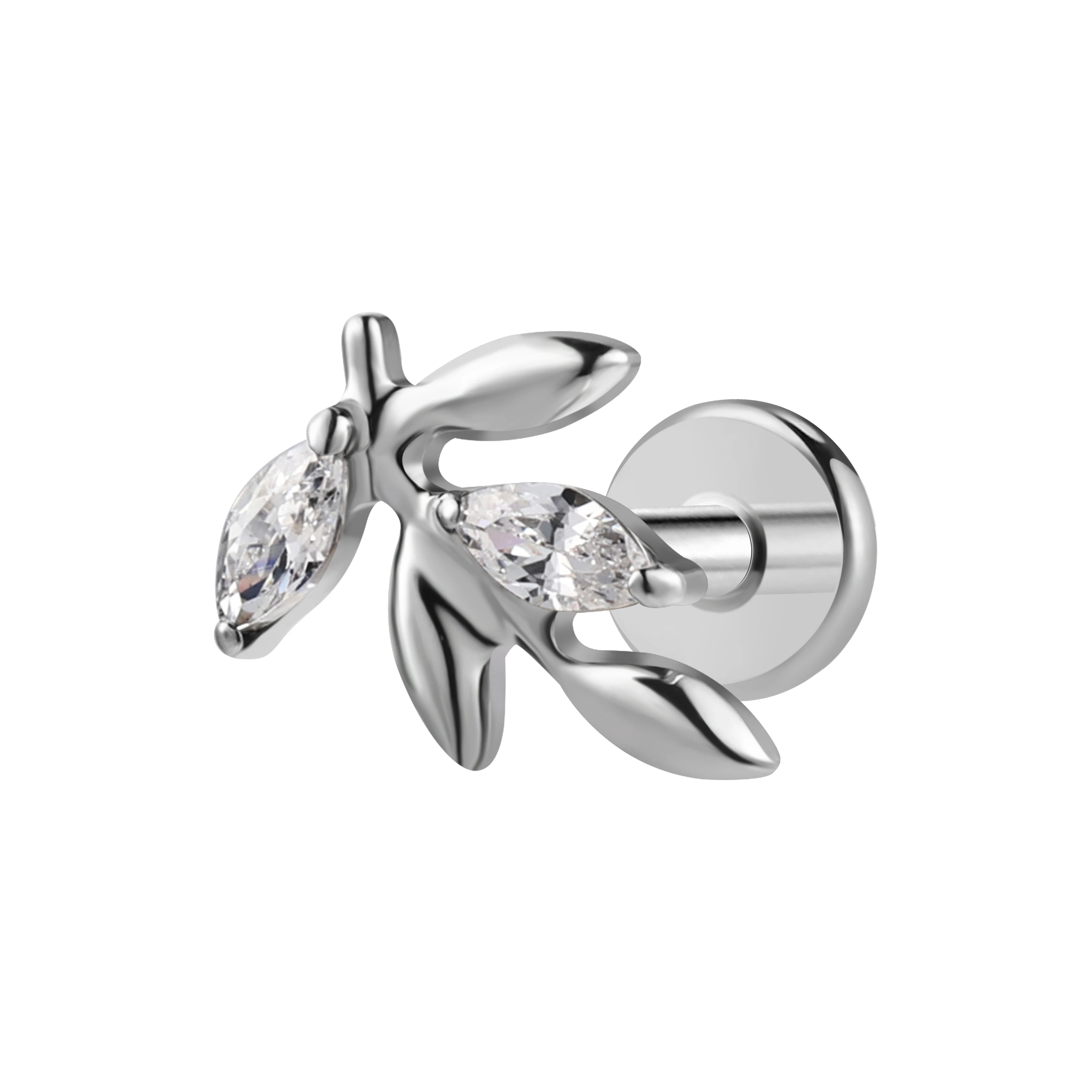 ASTM F136 Titanium Labret Helix Lip Piercing Jewelry Threaded Flat Back Zircon Trendy Wedding Gift Earring Stud