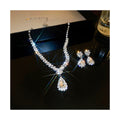 2025 Gold Color Diamond Drop V-Shaped Tassel Necklace and Earring Set Two-Piece Silver Jewelry Set
