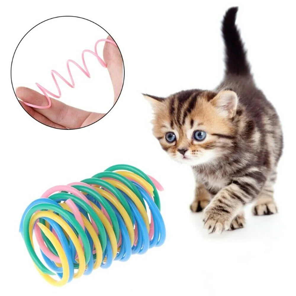 Cheap Wholesale Colorful Plastic Funny Pet Accessories Eco Friendly Cat Spring Toy