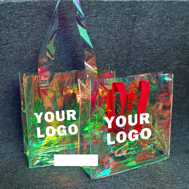 Custom Logo New Waterproof for Women Ladies Large Gym Tote PVC Clear Plastic Hand Storage Bag Shopping Bag Plastic Pvc Bag