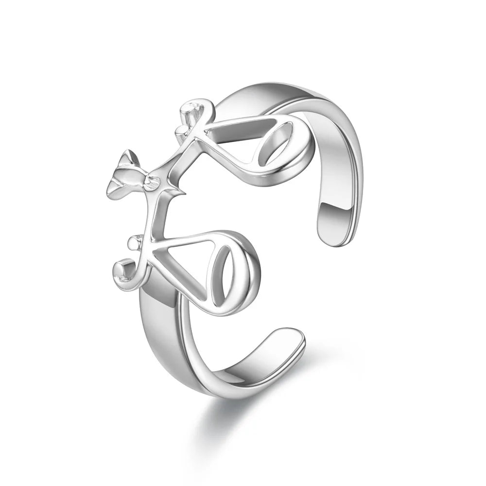 Stainless Steel Rings for Men Woman Wholesale Zodiac Sign Adjustable Finger Ring Titanium Steel Open Ring