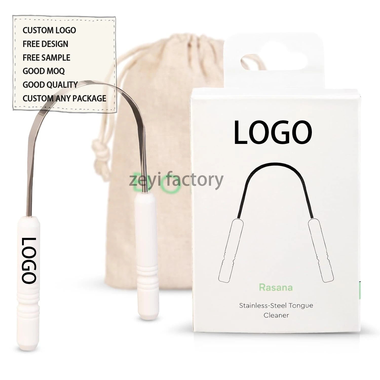 Tongue Scraper for Adults & Kids Stainless Steel & Plastic Travel Pouch Tongue Cleaner Scrubber Remove Tongue Buildup