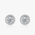 Ailmay 925 Sterling Silver Round Earrings Classic Luxury Full Cubic Zircon Earrings for Women Wedding Engagement Jewelry