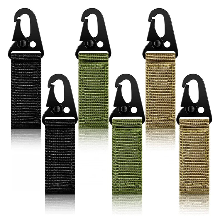 Jingye Low Price Outdoor Practical Hanger Key Chain Hook Nylon Belt Carabiner Tactical Gear Clip Custom Key Ring Porte-cles