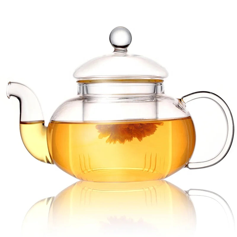 Mini 400ml 600ml 800ml Removable Infuser Stovetop Microwave Safe Glass Teapot Blooming Loose Leaf Tea Maker Set Mouth Blown