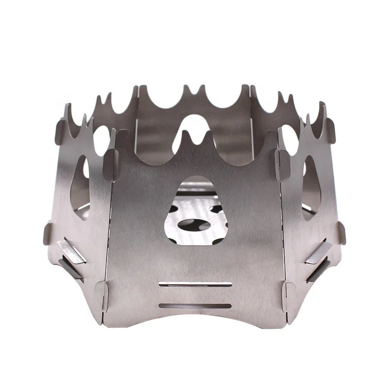 Hexagon Hiking Portable Folding Stainless Steel Wood Burning Stove Outdoor with Storage Bag 3-4L Capacity 205.5g Lightweight