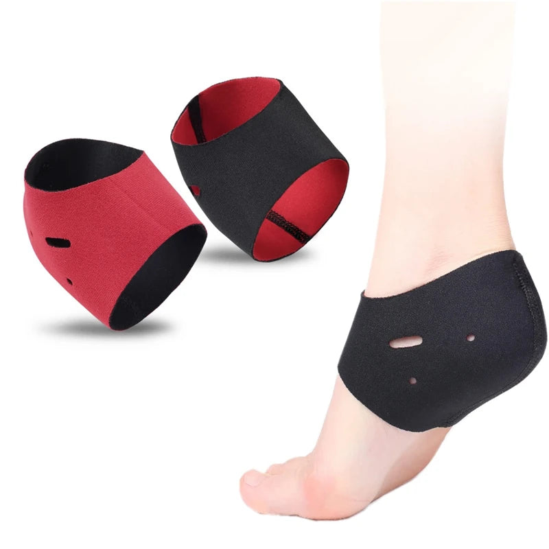 FASTLACES 2Pcs Silicone Comfort Insoles Heel Protector Plantar Fasciitis Pain Relief Washable Soft Medical Unisex Black Feet