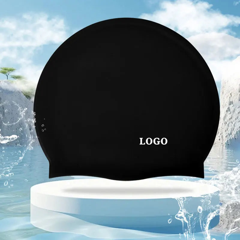 Unisex Adult Racing Swim Hat 55g Waterproof Non-Slip Silicone Swim Cap Custom Logo Printed Seamless Design Elastic Eco-friendly