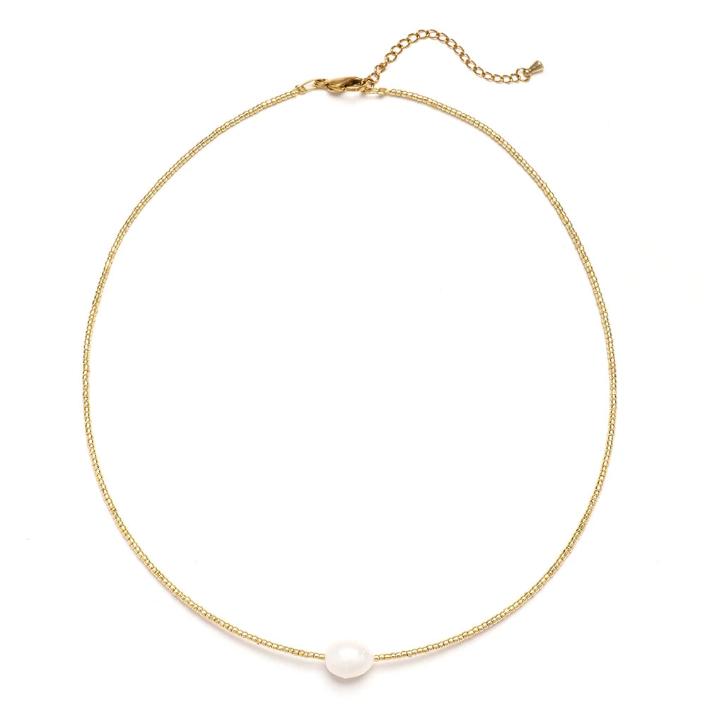 Big Fresh Water Pearl with Miyuki Beads Men's Bohemia Geometric Necklace