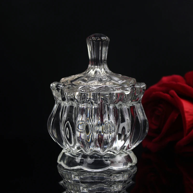 Wholesale Cheapest Crystal Glass Candy Spice Jar With Lid Sugar Bowl