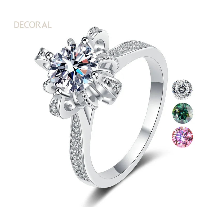 Factory Wholesale PT950 Plated 925 Sterling Silver 1 Carat Vvs Sparkling Gemstone Party Moissanite Rings for Women