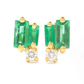 Gemnel Classic 925 Sterling Silver 18k Gold Emerald Zircon baguette Stud Earrings