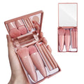 New Arrival 5-Piece Mini Travel Makeup Brush Set Portable Cosme with Mirror for Face Use Packaging Box Included