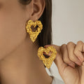 Exquisite Metal Hollow Love Heart Stud Earrings for Women 2024 Trend Goth Piercing Earrings Jewelry Accessories Gift(ES098)