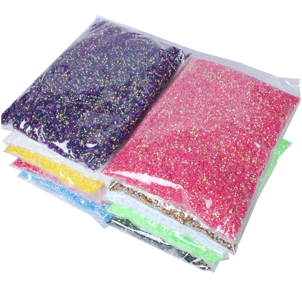 Clear AB Jelly AB Colors 100000pcs 2mm 3D Flatback Glue Rhinestone Stones Loose Resin for DIY Garment Decorations Nail Gems