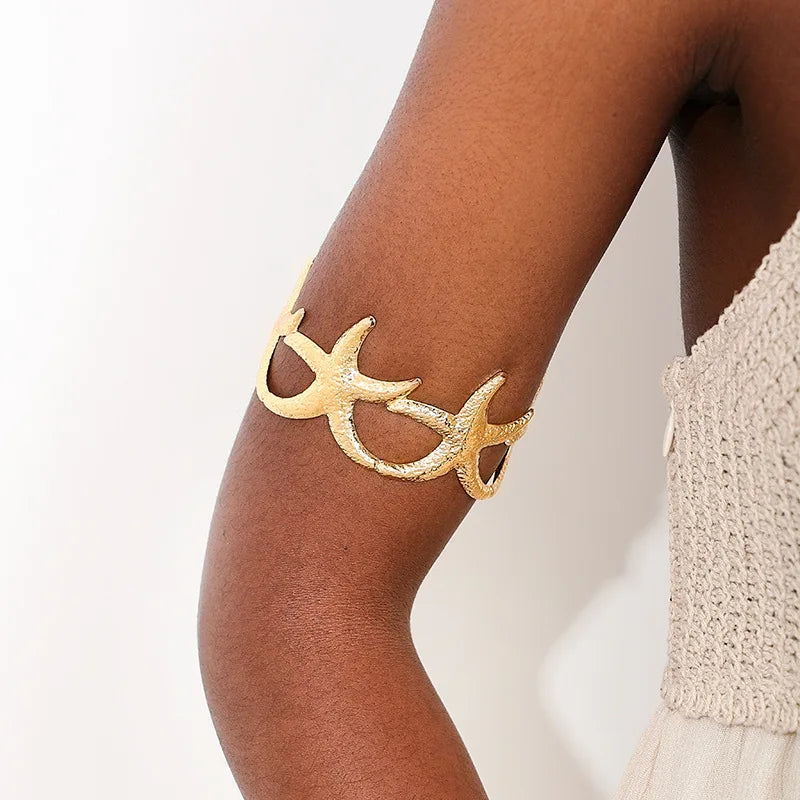 Fashion Floral Silver Gold Plated Sample Starfish Open Bangle Bracelet Armband Wide Bracelet