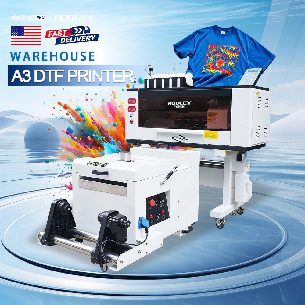 For Audley A3 DTF Double I3200/XP600 Multicolor Pigment Inks Printer Factory Direct Custom Apparel New Condition 1-Year Warranty