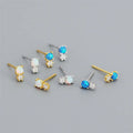 SP 2022 Cute Style Simple Minimalist 925 Sterling Silver Gold Plated Zircon Opal Stud Earrings